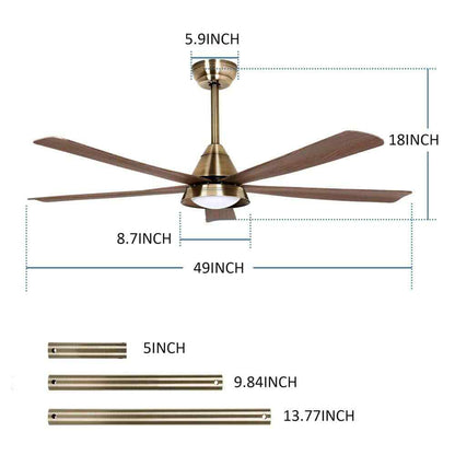 52 in. Smart LED Wood Black Semi Flush Mount Ceiling Fan w/ Light Kit Remote App