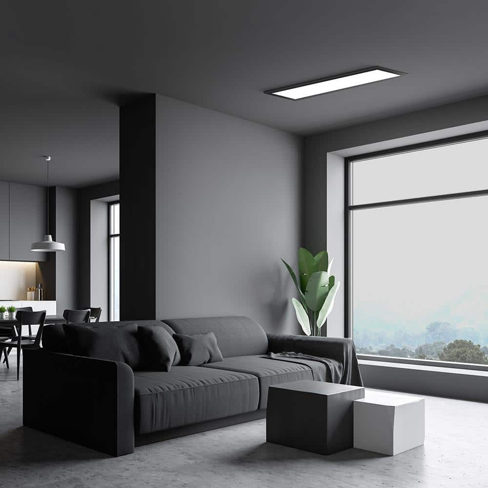 *2 PACK* CE 1x4 ft. 4000 Lumens Matte Black LED Flat Panel Ceiling Lights 5CCT