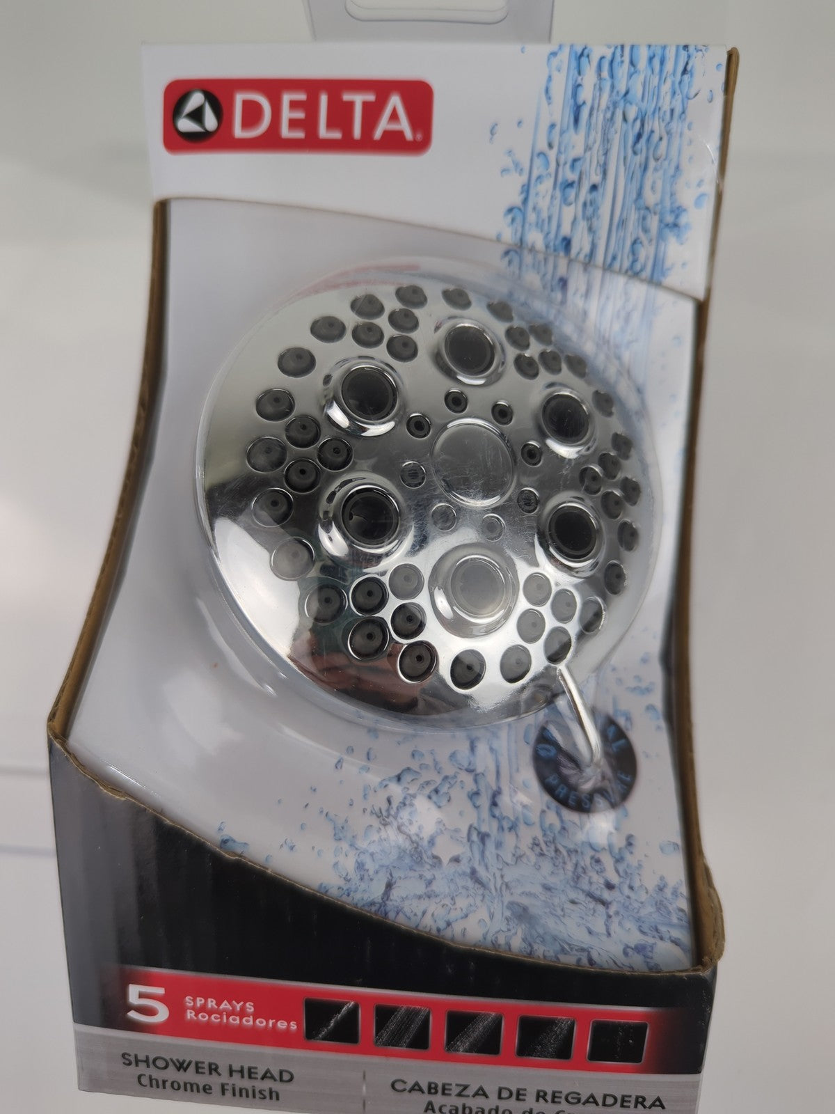 Delta 5-Spray Patterns 1.75 GPM 4 in. Wall Mount Fixed Shower Head in Chrome