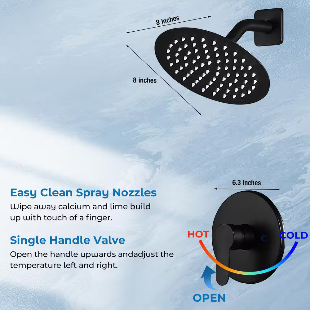 AKLFGN Single Handle Tub and Shower Faucet 1.8 GPM in Matte Black Valve Included