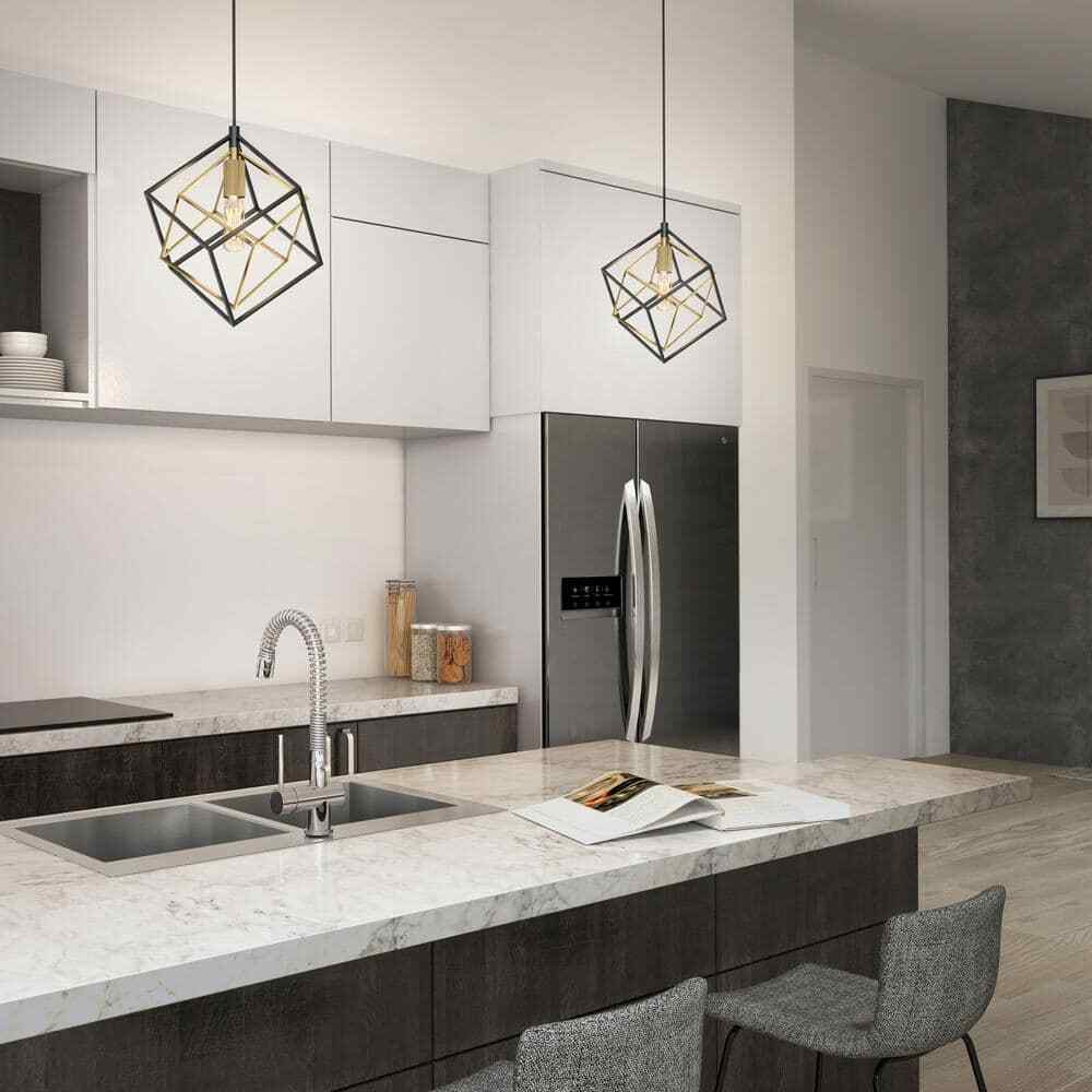 Artika Imperium Black & Gold Modern Mini Pendant Light Fixture for Kitchen 