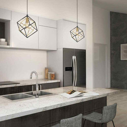 Artika Imperium Black & Gold Modern Mini Pendant Light Fixture for Kitchen 