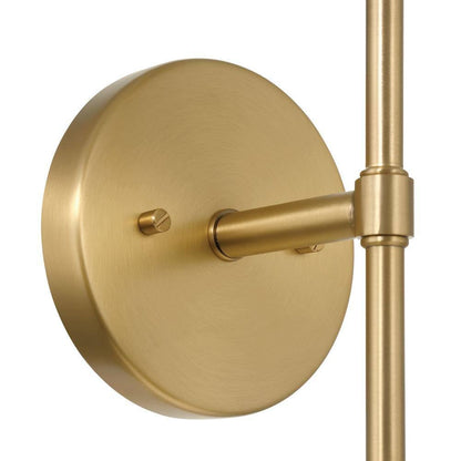 6.37 in. Maxim 2-Light Lacquered Brass Minimalist Wall Sconce with Exposed Bulbs