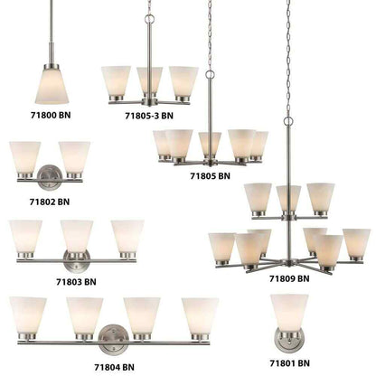 Bel Air Lighting Fifer Brushed Nickel Mini Pendant Light w/ Frosted Glass