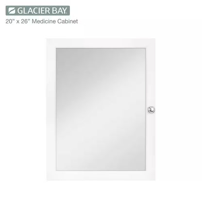 20 x 26 Framed Recessed or Surface-Mount Bathroom Medicine Cabinet Mirror, White