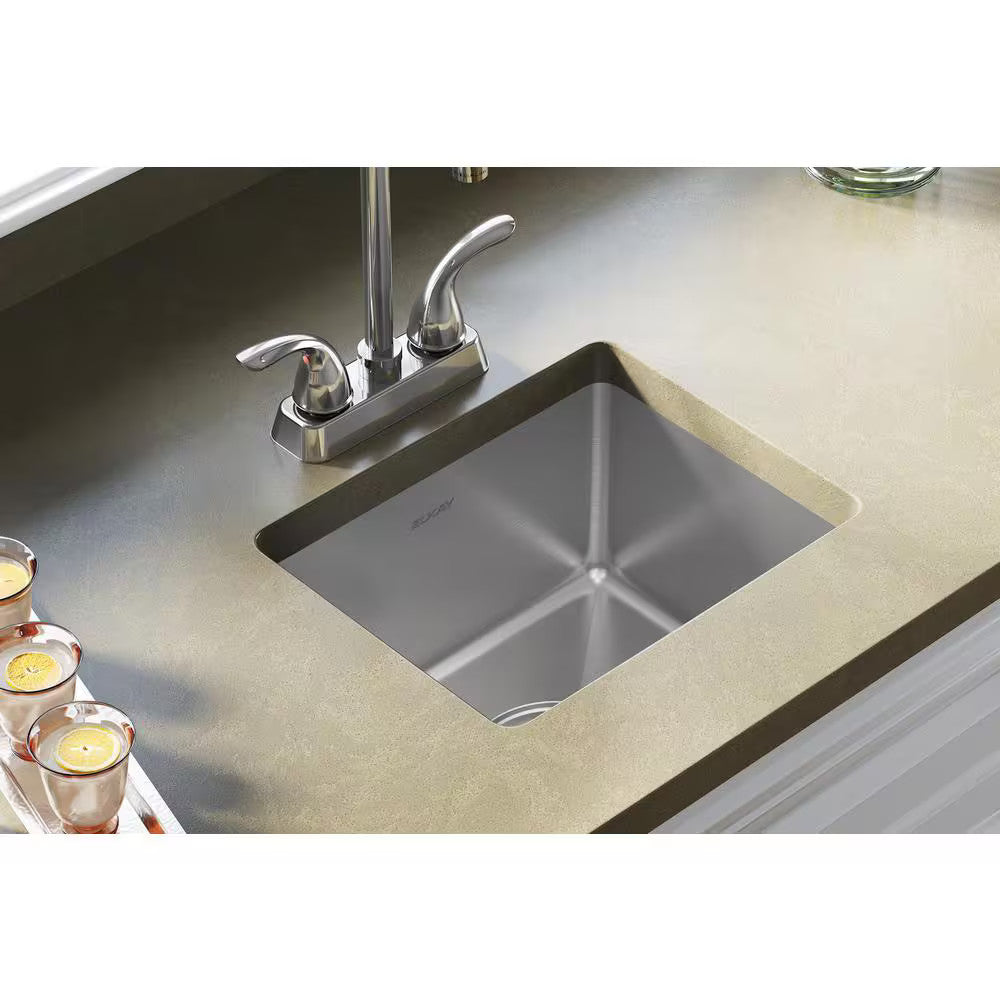 Crosstown 15" Drop-In/Undermount Single Stainless Steel Kitchen Sink + Faucet