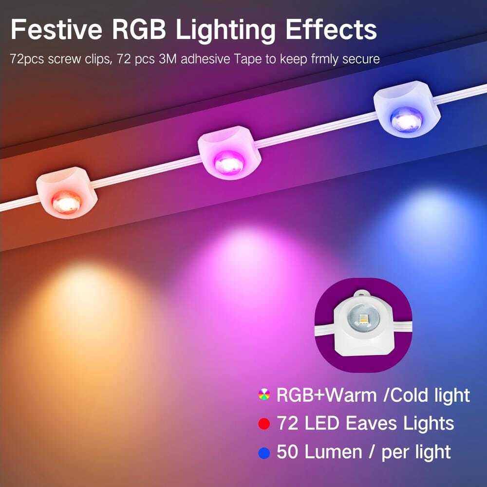 BICIK RGBIC 100 ft LED String Lights, Waterproof Outdoor Smart Color-Changing Li