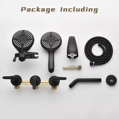 3-Handle Tub Shower Faucet Dual Head Shower 2.5 GPM  Matte Black, with Valve