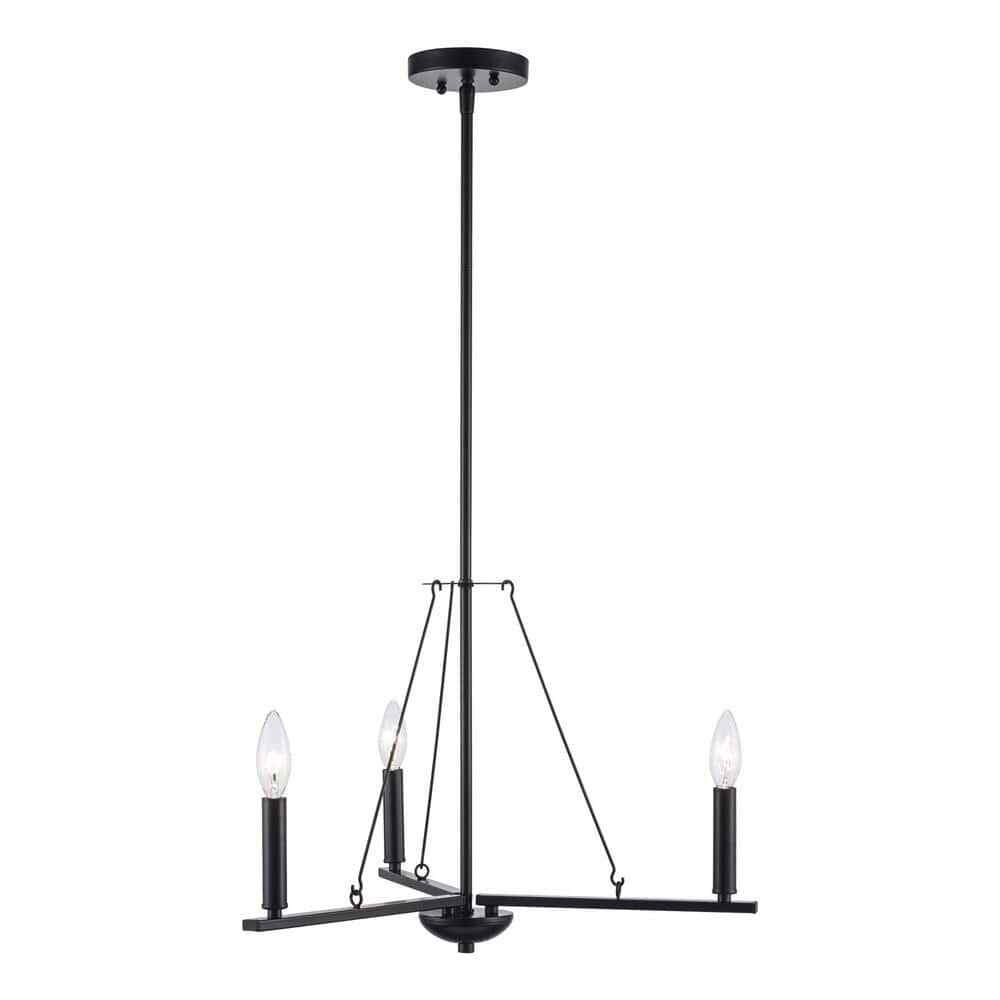 Bel Air Lighting Linden 3-Light Black Candle Chandelier 11643 BK