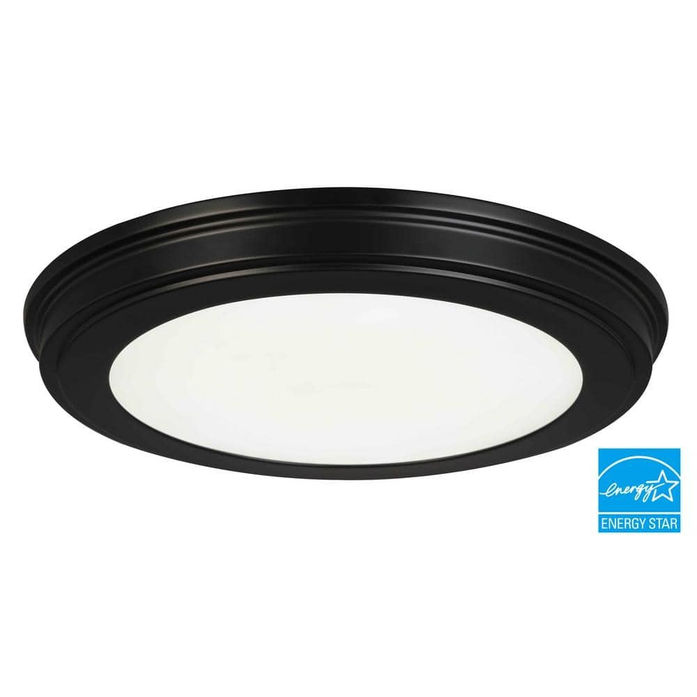 Commercial Electric 11" Matte Black 3-CCT LED Flush Mount Ceiling Light 2-Pack