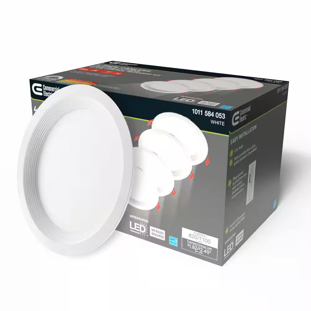 Commercial Electric 4" LED 3-Level Ultra Canless Recessed Light, Adjustable CCT