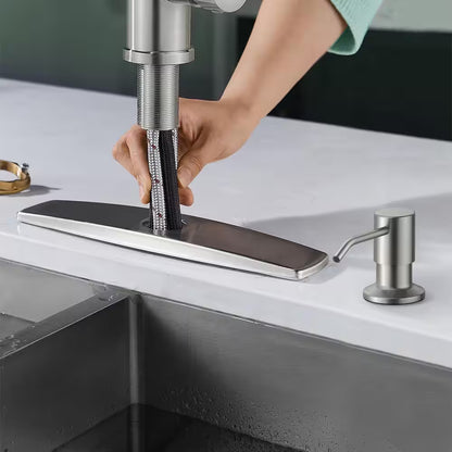 ANZA Pull Down Sprayer Kitchen Faucet Soap Dispenser, Deckplate, Brushed Nickel