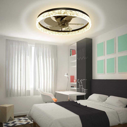 Ariskeen 20 in Black Crystal Ceiling w/ with Light & Remote Flush Mount Dimmable