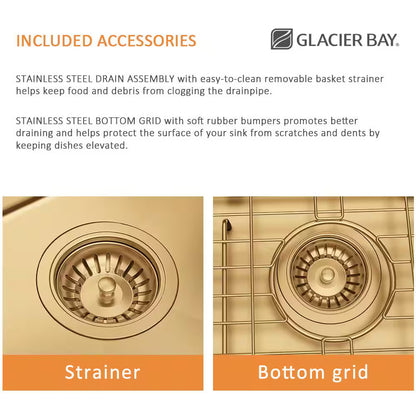 32" Undermount Gold Stainless Steel Workstation Kitchen Sink with Accessories