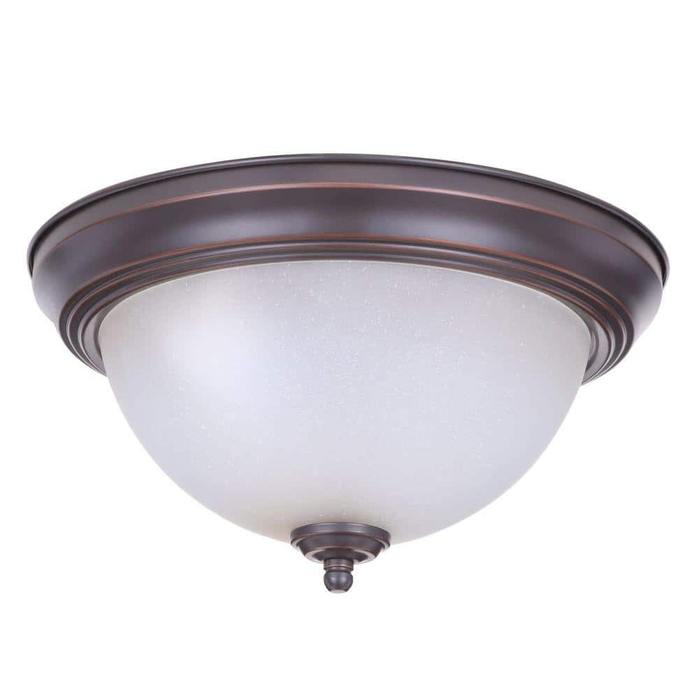 11 in. 1-Light Oil Rubbed Bronze Flush Mount 2-PACK