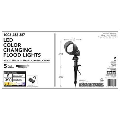 4 Pack Flood Light Hampton Bay Low-Voltage Black 9 W Adjustable White Light 390