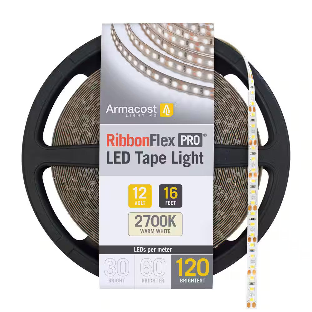 Armacost RibbonFlex Pro 16 ft. 5 m 12-Volt White LED Tape Light 120 LED/m 2700K