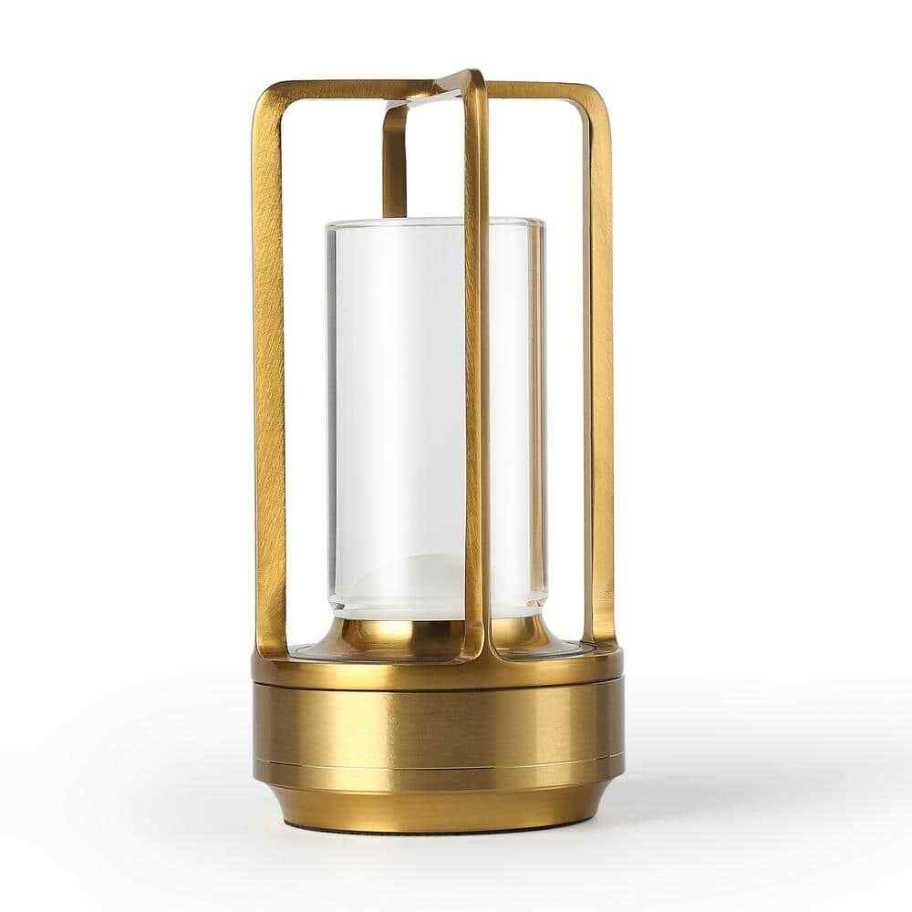 7 in. Outdoor/Indoor Dimmable Touch Control Industrial Gold Portable Table Lamp