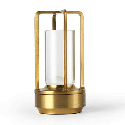 7 in. Outdoor/Indoor Dimmable Touch Control Industrial Gold Portable Table Lamp