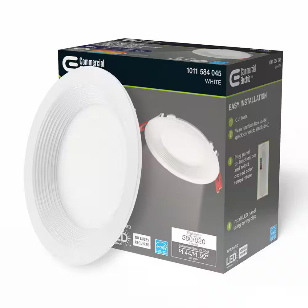 Commercial Electric Premium 4" LED Baffle Canless Recessed Adjust CCT and Lumen