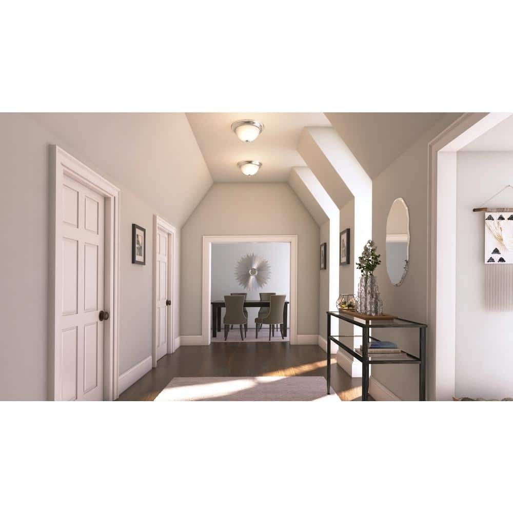 Commercial Electric 13 in. Brushed Nickel Flush Mount Frosted Glass Shade 2-Pack