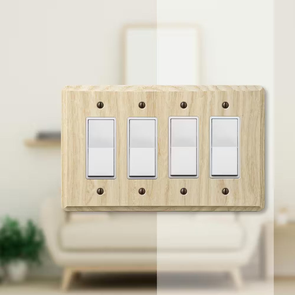 AMERELLE Contemporary 4 Gang Rocker Wood Wall Plate - Unfinished Ash 401R4