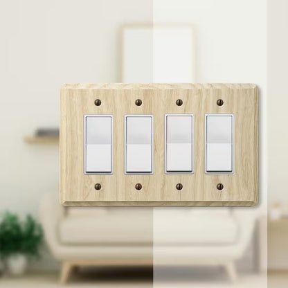 AMERELLE Contemporary 4 Gang Rocker Wood Wall Plate - Unfinished Ash 401R4