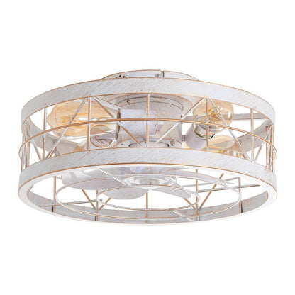 Breezary 16.5 in. White/Gold Enclosed Flush Mount Ceiling Fan w/ Light & Remote
