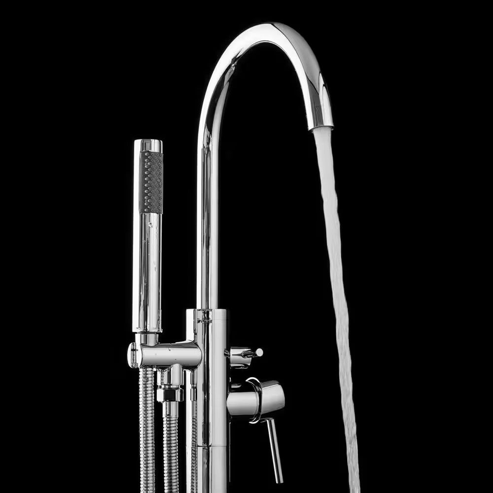 AKDY Freestand Floor Mount Roman Tub Faucet Bathtub Filler, Hand Shower, Chrome