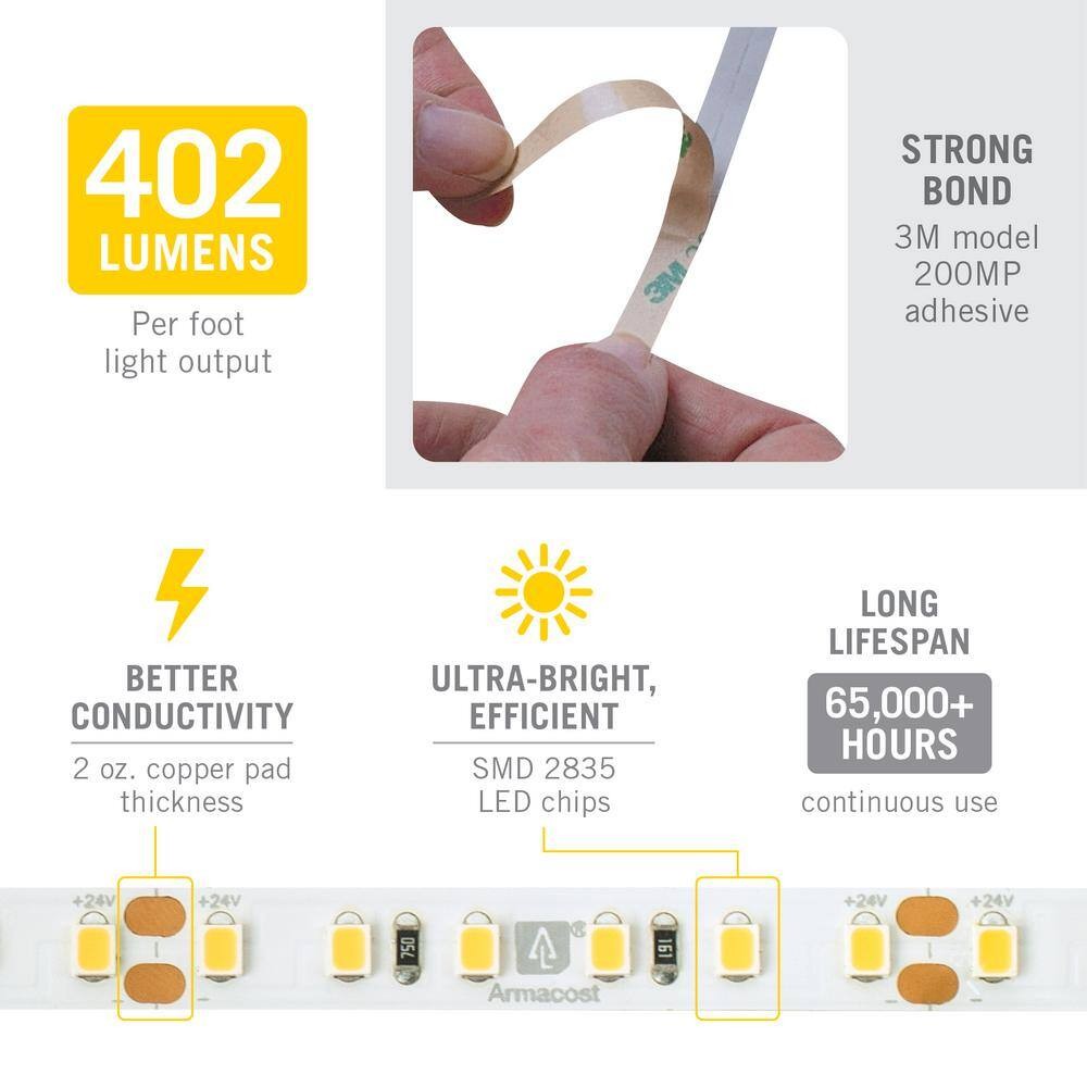 Armacost RibbonFlex Pro LED Tape Light, Bright White (4000K) 120LEDs/M, 32.8"