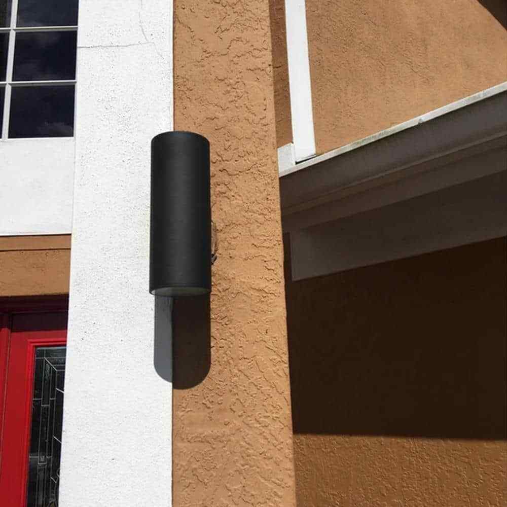 Cedar Hill 11 in. Cylinder Black LED Outdoor Wall Sconce Light Fixture