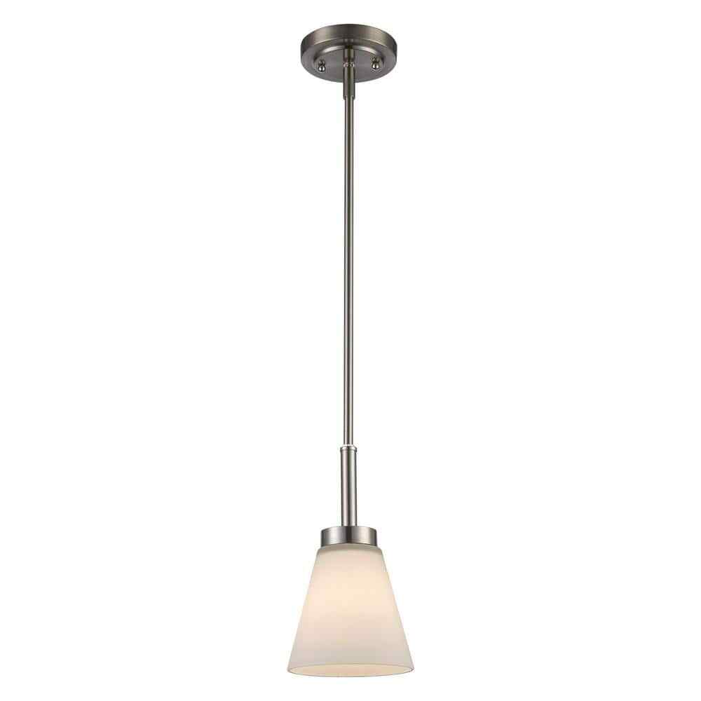Bel Air Lighting Fifer Brushed Nickel Mini Pendant Light w/ Frosted Glass