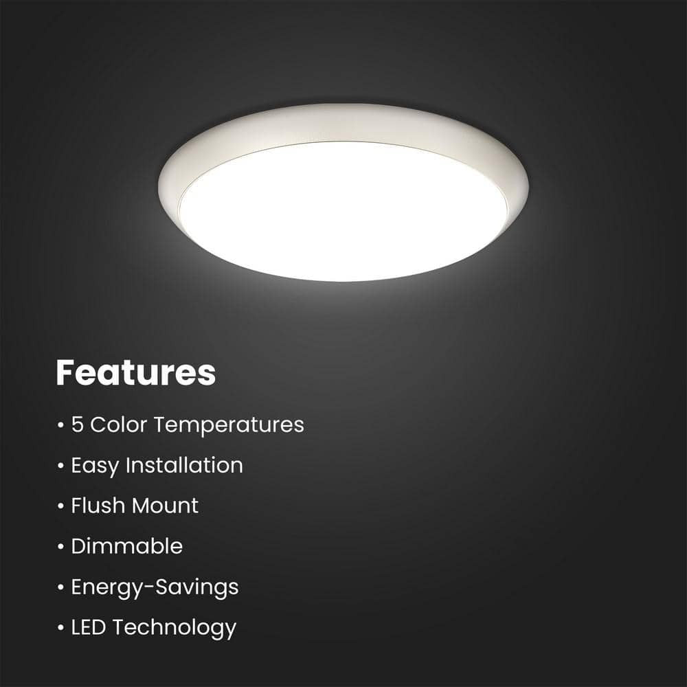 Commerical Electric 11 LED Dimmable CCT Flush Mount Ceiling Light Nickel