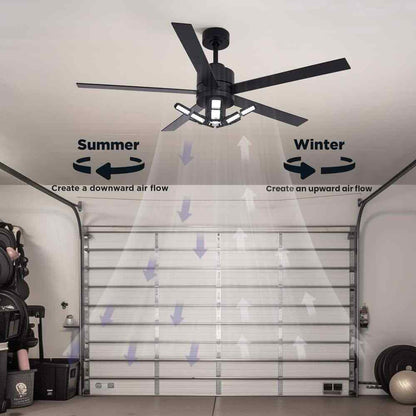 ANTOINE 56 in. Black Ceiling Fan with Dimmable LED Light & Remote  for Garage 