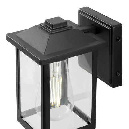 1-Light 7" Black Hardwired Classic Outdoor Wall Light Lantern Sconce Clear Glass