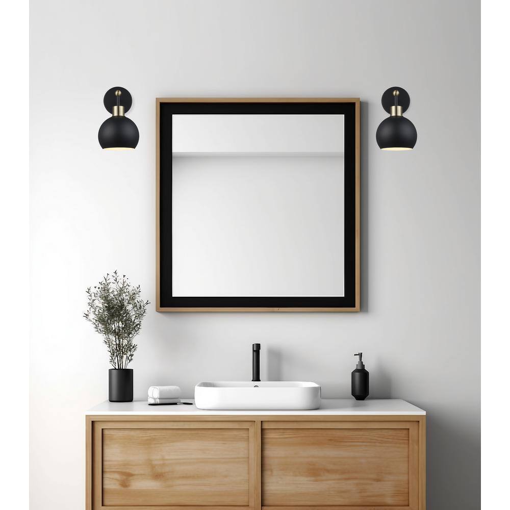 Bel Air Indigo 1-Light Black & Gold Wall Sconce Light Fixture with Metal Shade