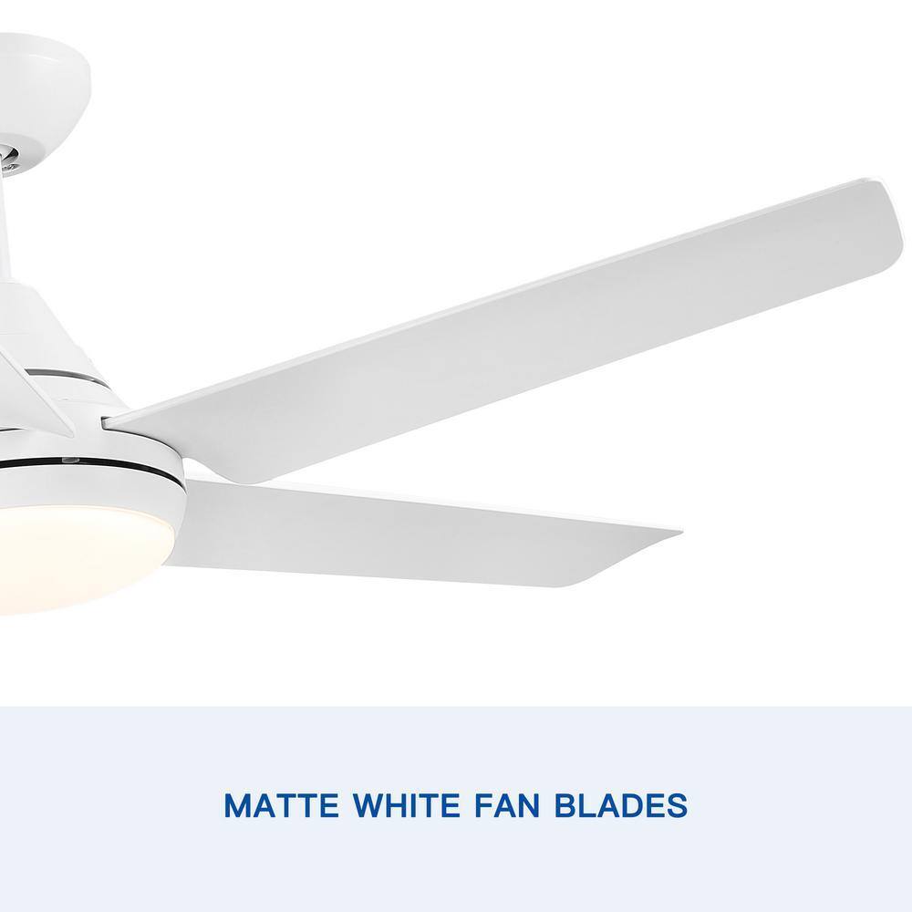 48 in. Integrated LED Light Kit Matte White Ceiling Fan with Remote Control