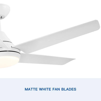48 in. Integrated LED Light Kit Matte White Ceiling Fan with Remote Control