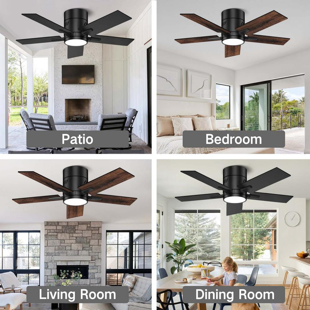 BICIK 42 in.Integrated LED Indoor/Covered Outdoor Black Ceiling Fan+Light+Remote
