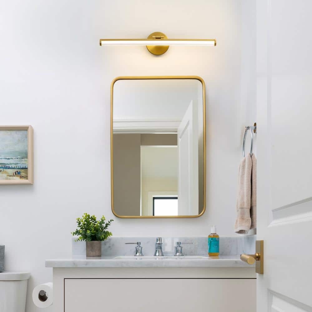 22"  1-Light Gold LED Vanity Light Bar 18-Watt Rotatable Bathroom Light Fixture