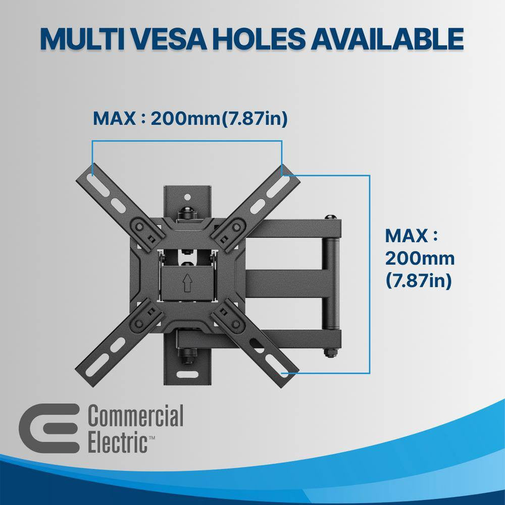 Commercial Electric 13 in. to 47 in. Full Motion Wall Mount for TVs