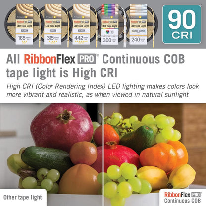Armacost RibbonFlex 24V White COB Light Tape 2700K, 165 Lumens/Ft, 10M 171150