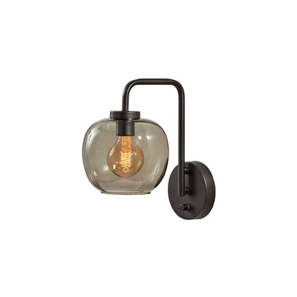 Adesso Ashton 12.5in Black Wall Lamp Modern Plug In Adjustable Bedroom Light