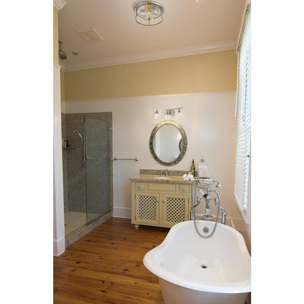 13.75 in. 10-Light Brushed Nickel Flush Mount with Clear Shade