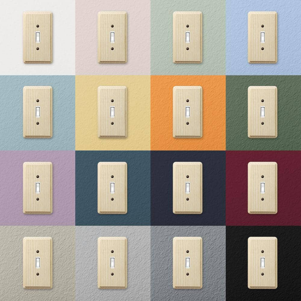 AMERELLE Contemporary 3 Gang Toggle Wood Wall Plate - Unfinished Ash