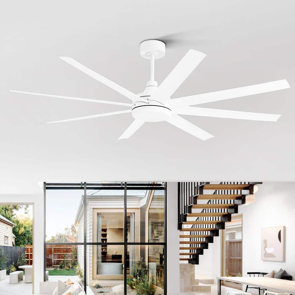 Breezary Melissa 65 in. 6 Speed Ceiling Fan, White with Remote Control Included