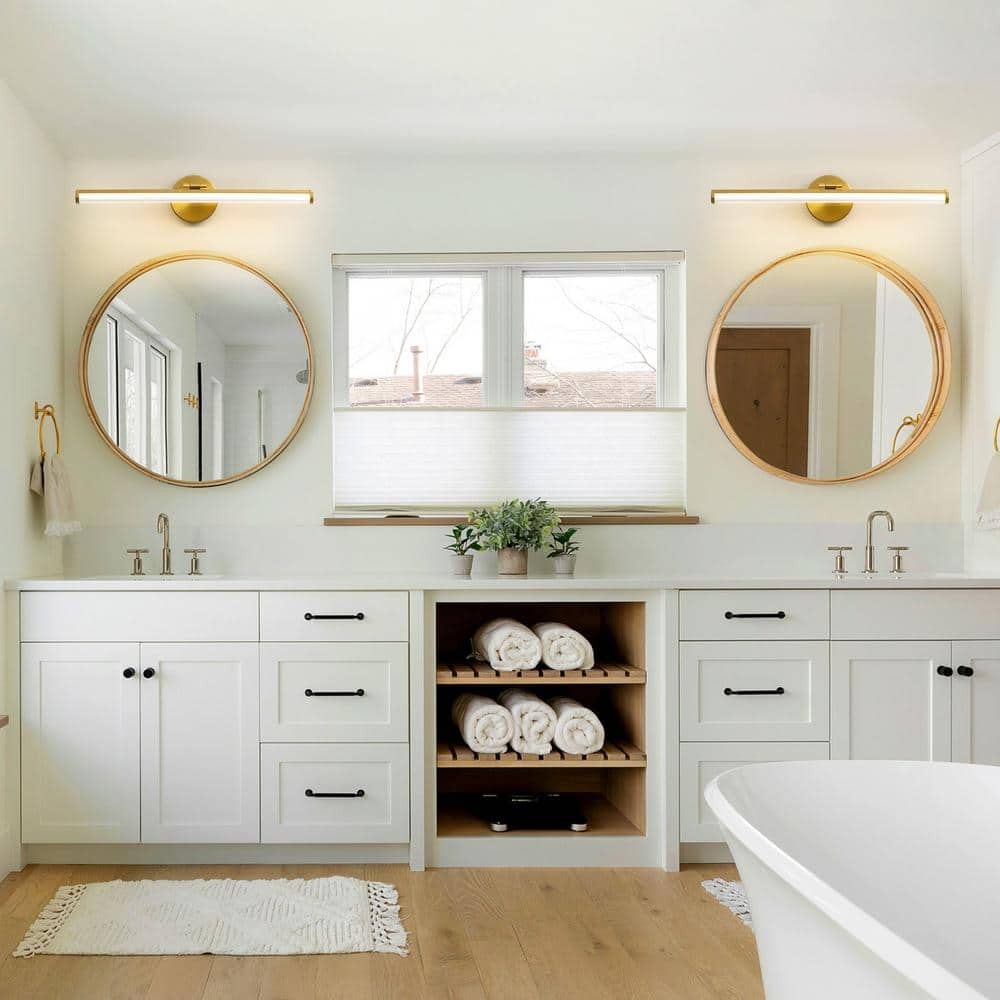 22"  1-Light Gold LED Vanity Light Bar 18-Watt Rotatable Bathroom Light Fixture