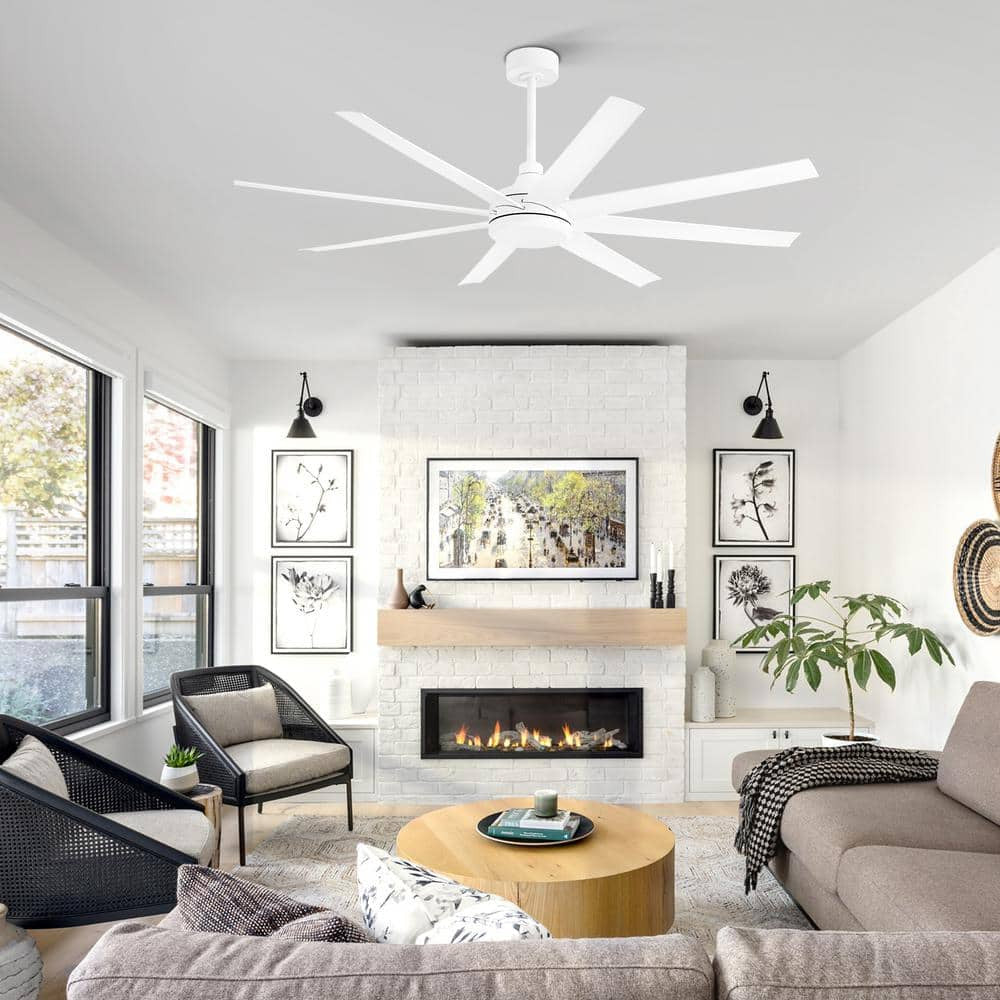 Breezary Melissa 65 in. 6 Speed Ceiling Fan, White with Remote Control Included