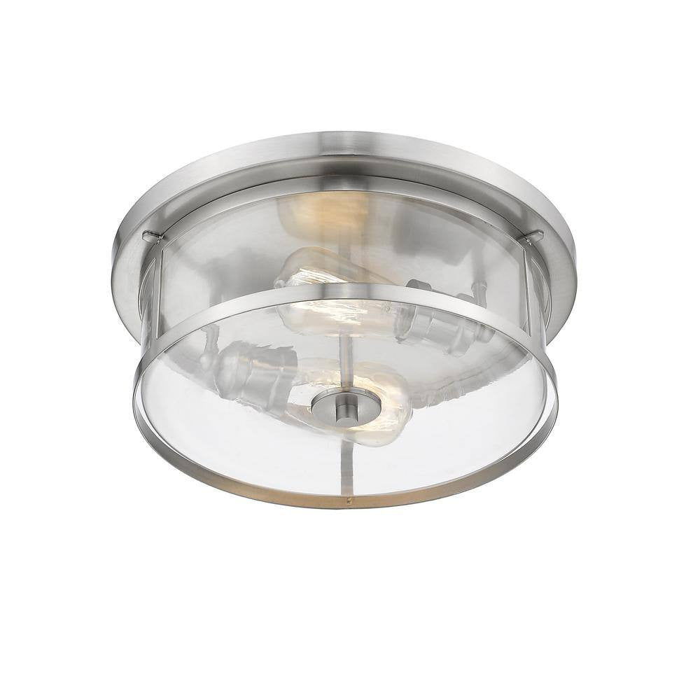 13.75 in. 10-Light Brushed Nickel Flush Mount with Clear Shade