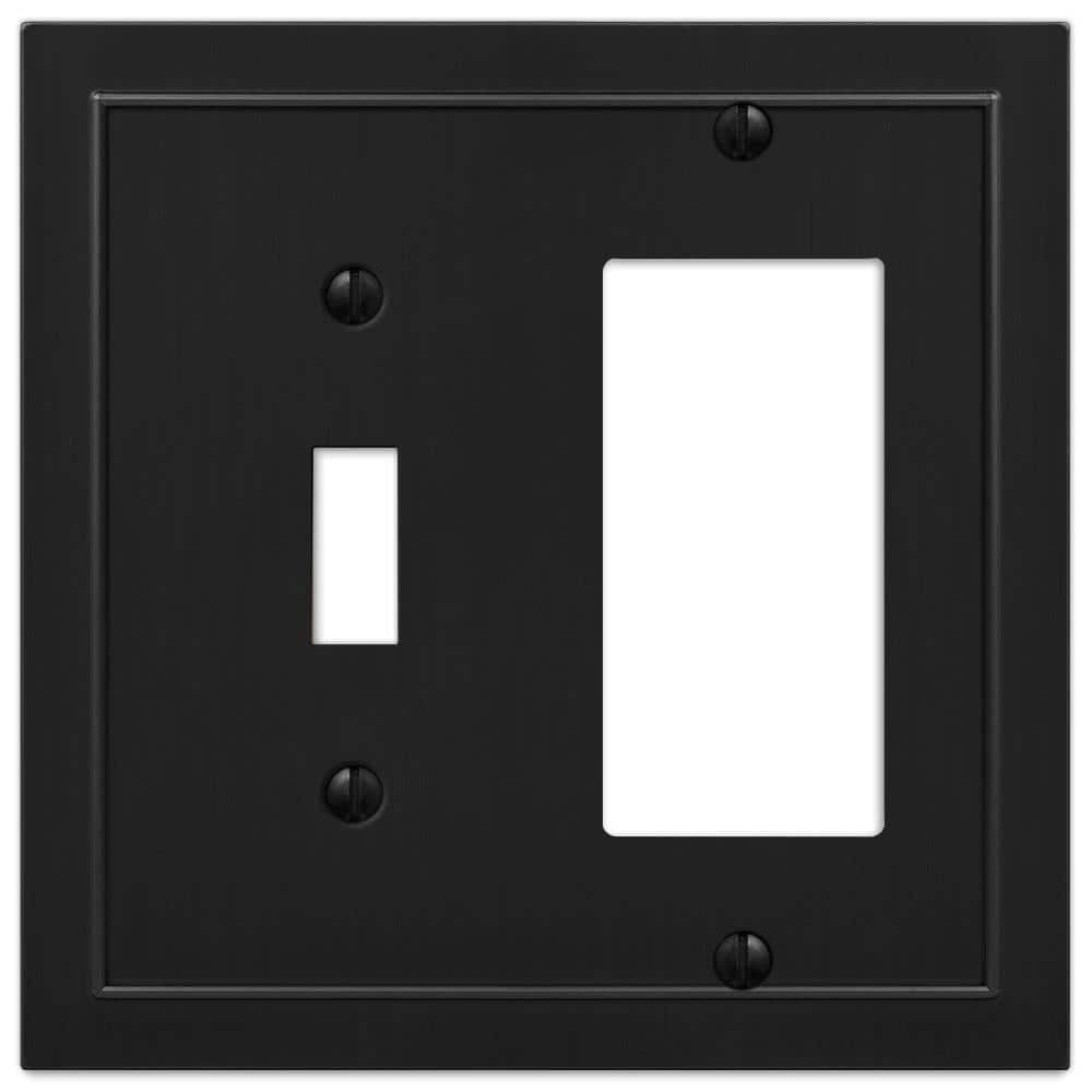 Amerelle Bethany 2-Gang Toggle Rocker Wall Plate Black Metal 57TRBK
